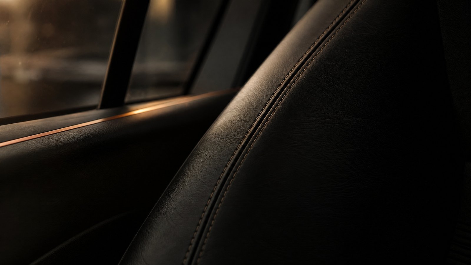 Conditioned leather seats in low warm light